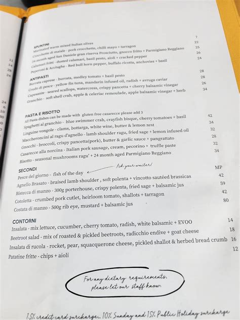 cinque terre chadstone menu.